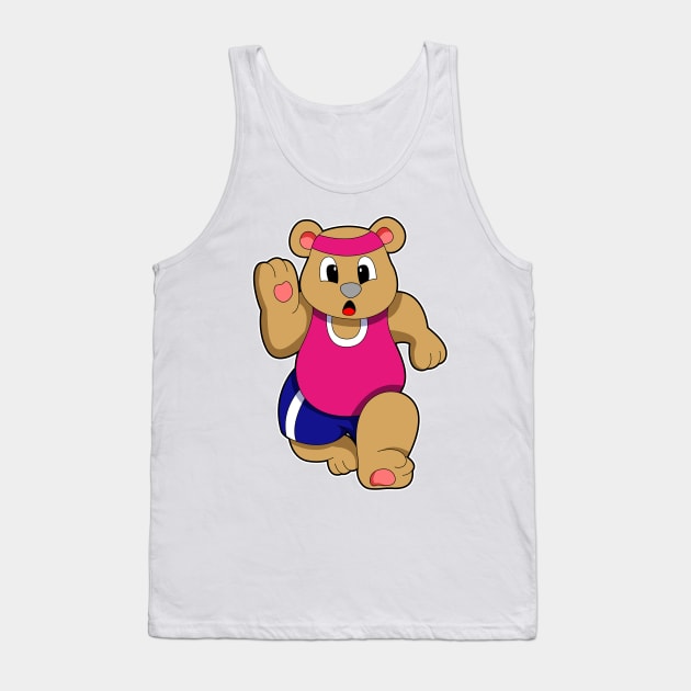 Bear at Fitness - Jogging with Headband Tank Top by Markus Schnabel